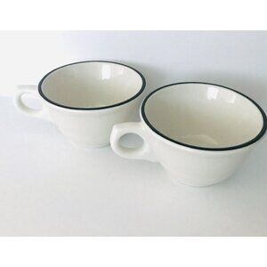 1967 Black & White Cups Syracuse Restaurant Ware Mugs Coffee Tea Thick USA